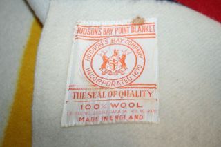 Vintage Large 84X62 Hudson ' s Bay Rare 3.  5 (3 1/2) Point Striped Wool Blanket 4