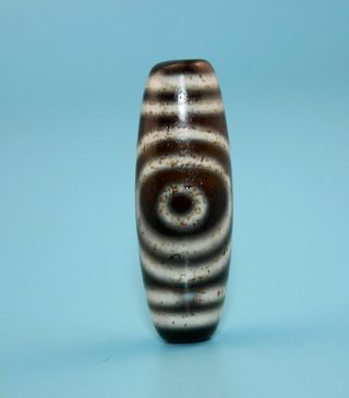 40 14 Mm Antique Dzi Agate Old 3 Eyes Bead From Tibet