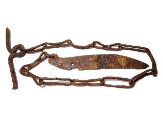 Roman Iron Folding Knife Together With The Chain,