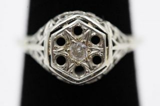Art Deco Vintage 18k White Gold Filigree Diamond Size 5.  5 Mount Needs 6 Diamonds