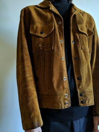 Small 48 Vintage Brown suede Jacket saint Laurent Paris inspiration Hedi Slimane 5