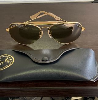 Vintage 1987 Ray - Ban B&l 50th Anniversary " The General " Gold Aviator.  Near Mnt