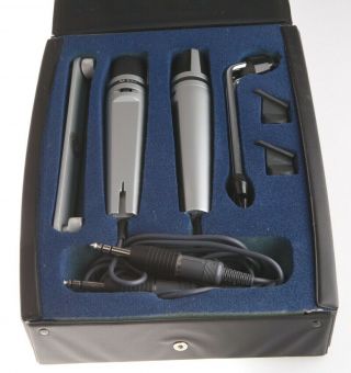 Akg/uher Stereo - M534 Vintage Cardioid Microphones 6.  3mm,  Box,  Clips,  Stand