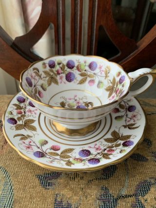 Vintage Royal Stafford Teacup/saucer.  Golden Brambles.  Fine Bone China.  England