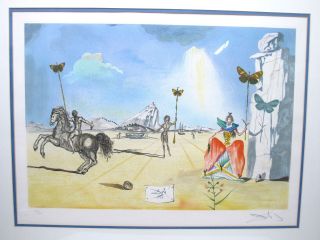 Vintage Salvador DALI Signed Limited Edition Lithograph HOMAGE to PAPILLON 2