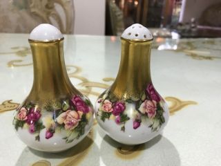 Royal Chelsea Golden Rose Bone China Salt & Pepper Shakers.  No Defects. 3