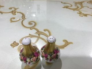 Royal Chelsea Golden Rose Bone China Salt & Pepper Shakers.  No Defects. 4