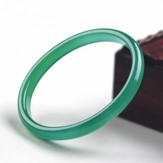 58 - 62mm Chinese 100 Natural Icy Green Jadeite Jade Bangle Handcarved Bracelet