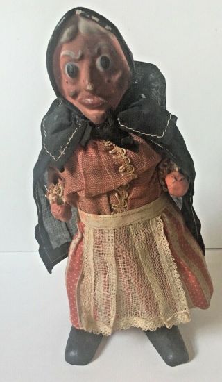 Vintage Paper Mache German Wind - Up Mechanical Witch 9 " Tall & Functional