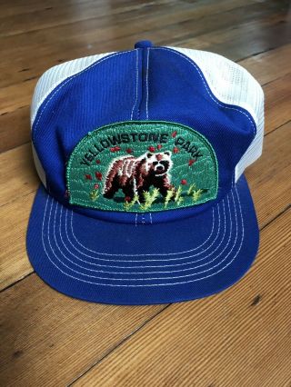 Vintage Yellowstone Park Patch Snapback Mesh Truckers Hat Rare Bear K - Brand Usa