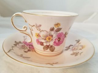 Vintage Crown Aynsley Pink Flower Floral Tea Cup And Saucer