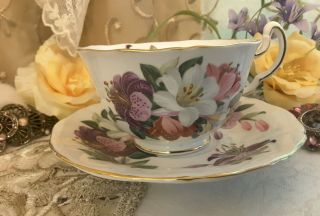 Vtg Adderley Tea Cup And Saucer Gold Fretting