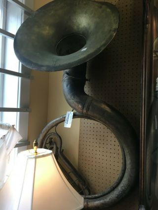Antique York sousaphone - a bit tarnished,  valves are frozen,  but a beauty. 5