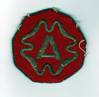 Relist - 9th Army Patch German Made Post Wwii Bullion/heavy Cord Handmade