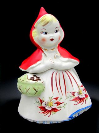 Rare Vintage Hull Little Red Riding Hood Cookie Jar Poinsettia Closed Basket