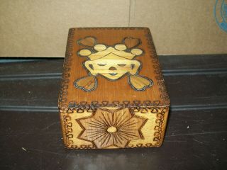 Hand - Carved Wooden Double Deck Playing Cards Box