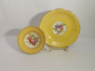 Eb Foley X2494 Floral Bouquet W/ Rose Yellow Cup & Saucer Set - Exc.