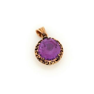 Antique Vintage Deco Retro 14k Gold Color Change Corundum Alexandrite Pendant 2