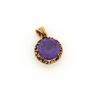 Antique Vintage Deco Retro 14k Gold Color Change Corundum Alexandrite Pendant 3