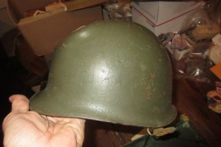 Wwii Era Army Helmet With Marked Liner.  M1 Front Seam.