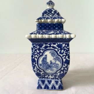 Antique Blue And White Porcelain Jar Pagoda In Ancient China