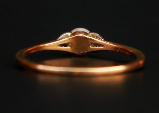 Antique Art Deco Ring solid 18K Gold Pearl Diamonds ØUS 7.  25 / 1.  3g 3