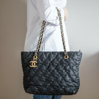 Verified Authentic Rare Chanel Caviar Leather Wild Stitch Quilted Tote Bag