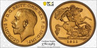 R191 Great Britain 1911 Gold 1/2 Sovereign S - 4006 Pcgs Proof - 64 Rare Proof