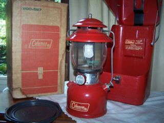 Vintage Red Coleman 1968 200A Lantern,  Metal Case / Accessories & box 12