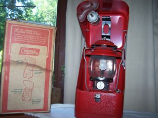 Vintage Red Coleman 1968 200a Lantern,  Metal Case / Accessories & Box