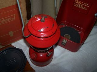 Vintage Red Coleman 1968 200A Lantern,  Metal Case / Accessories & box 7