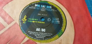 Ac/dc - Dog Eat Dog - Rare - A - Label Promo Single 1977 Alberts