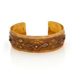 Antique Vintage Art Nouveau 10k Yellow Gold Arts & Crafts Wedding Cuff Bracelet 6