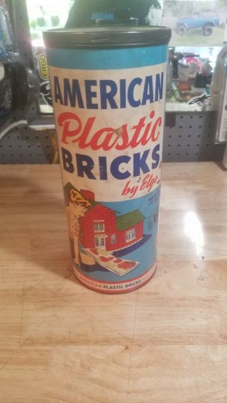 Vintage American Plastic Bricks Canister By Elgo