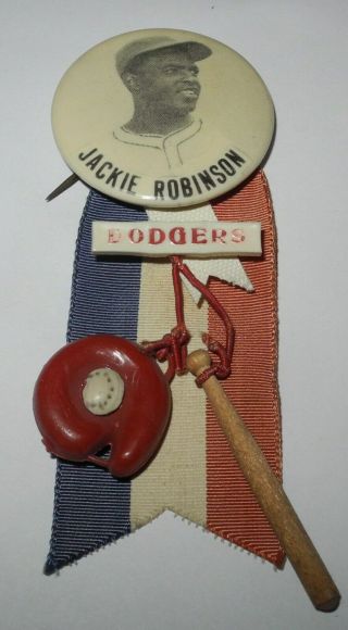 Rare 1947 Baseball Jackie Robinson Rookie Brooklyn Dodgers Pin Charms Pinback