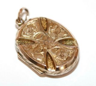 Antique Victorian 18k Rose Gold Repousse Maltese Cross Locket Pendant c1890 2