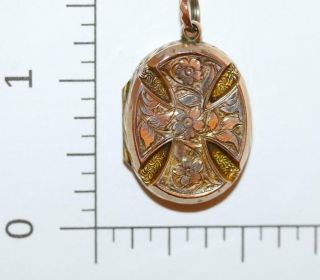 Antique Victorian 18k Rose Gold Repousse Maltese Cross Locket Pendant c1890 6