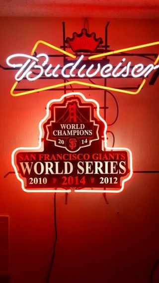 Budweiser San Francisco Giants World Champions 2010 2012 2014 Neon Light Rare