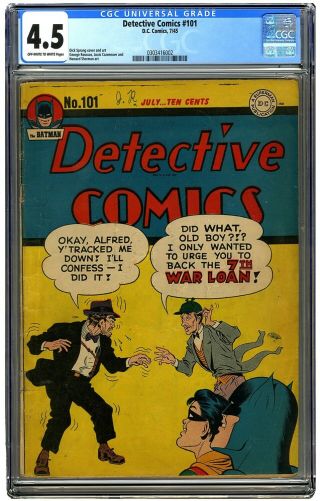 Detective Comics 101 Cgc 4.  5 Vintage Batman War Loan Bond Cover Alfred App