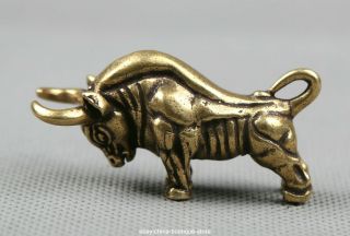 54mmsmall Curio China Bronze Zodiac Animal Ox Bull Oxen Money Coin Wealth Statue