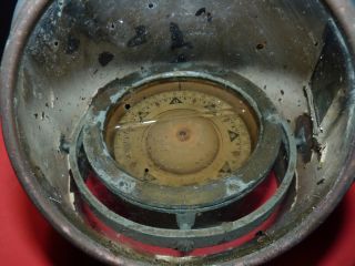 Magnetic Nautical Compass Ship Binnacle Vtg Antique Marine Lamp Brass Japan 日本国 2