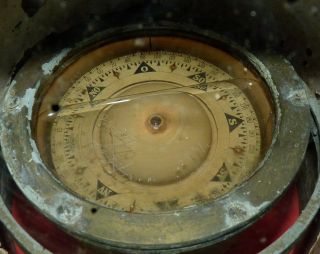Magnetic Nautical Compass Ship Binnacle Vtg Antique Marine Lamp Brass Japan 日本国 3
