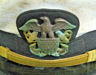 World War 2 ?? U.  S.  Navy Officers Visor Hat / Military / Ww2 Wwii Badge U.  S.  N.