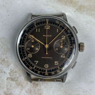 Vintage Mulco Gilt Two - Tone Chronograph Wristwatch Huge 38mm Valjoux 22 4 Repair