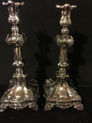 Schiffer & Co.  Warsaw,  Poland Silver Plated Candlesticks 1900 - 1940