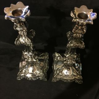Schiffer & Co.  Warsaw,  Poland Silver Plated Candlesticks 1900 - 1940 2