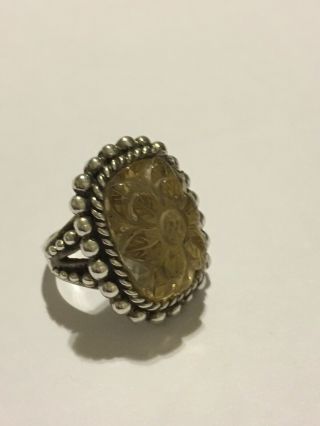 Rare Stephen Dweck Sterling Silver Carved Quartz Flower Ring 5