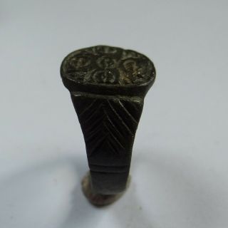MEDIEVAL ANCIENT ARTIFACT BRONZE RING WITH CROSSES 5