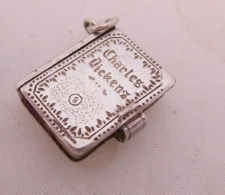 Fine silver rare Charles Dickens miniature booklet pendant,  925 2