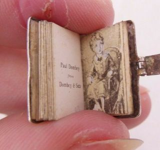 Fine silver rare Charles Dickens miniature booklet pendant,  925 3